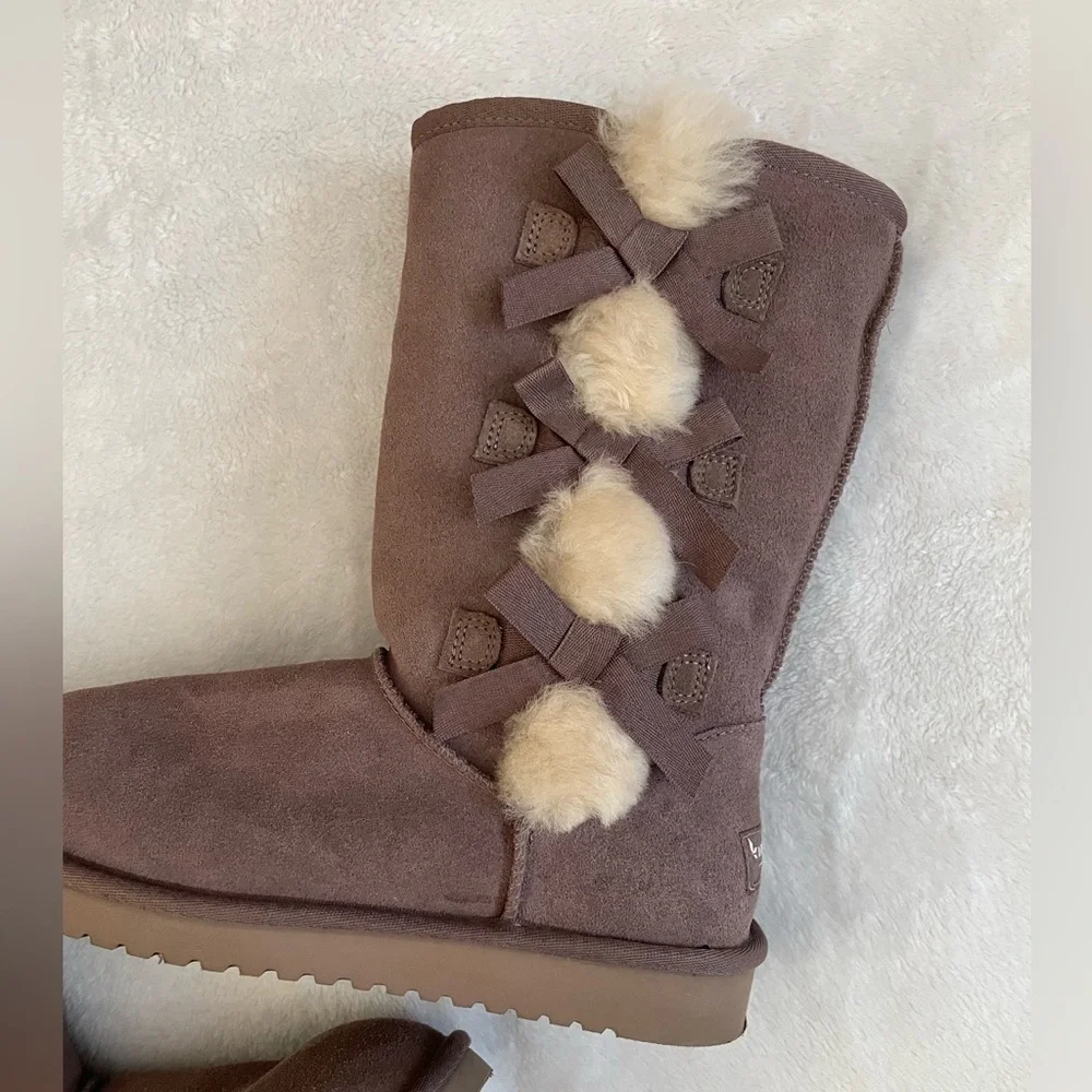 Koolaburra by UGG Women’s Purple Fur-Trimmed Bow Boots size 8 Great Condition!